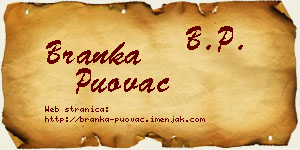 Branka Puovac vizit kartica